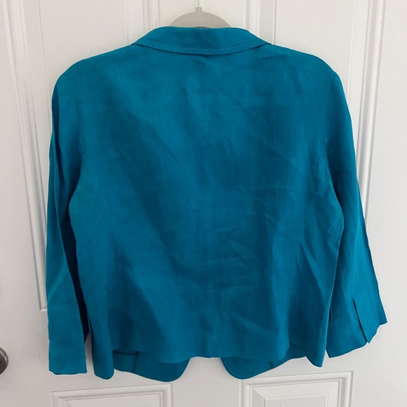 DKNY Teal Blue 100% Linen Blazer size 8 - Picture 7 of 7